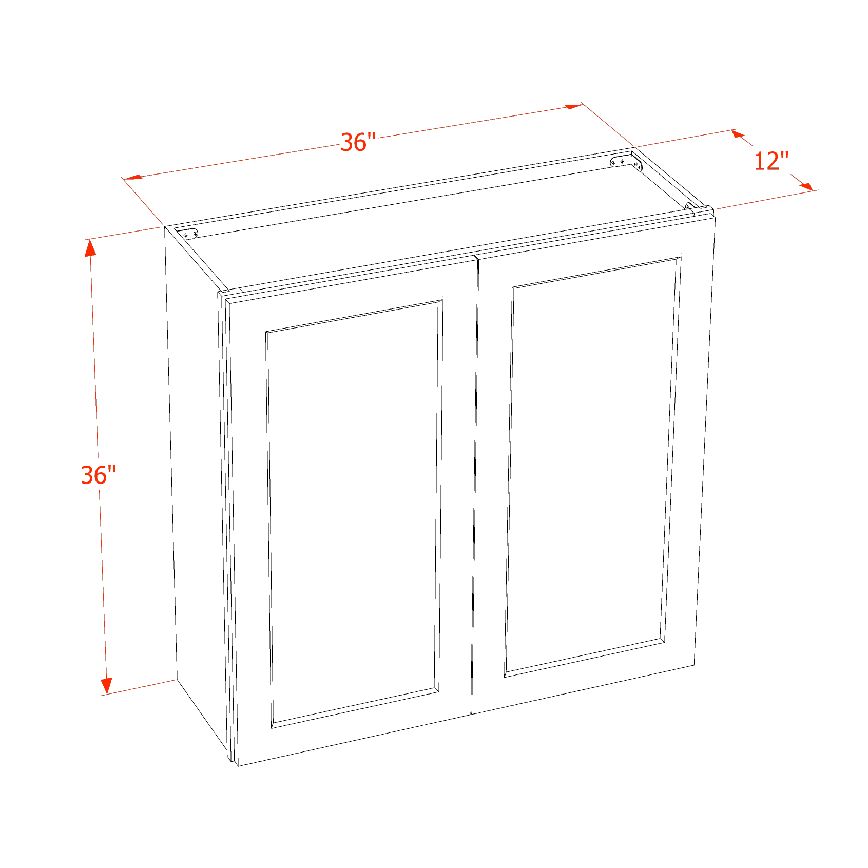 W3636-SG  Wall Cabinet 2 Doors & 2 Shelves - Shaker Style - Green   36"W x 36"H x 12"D