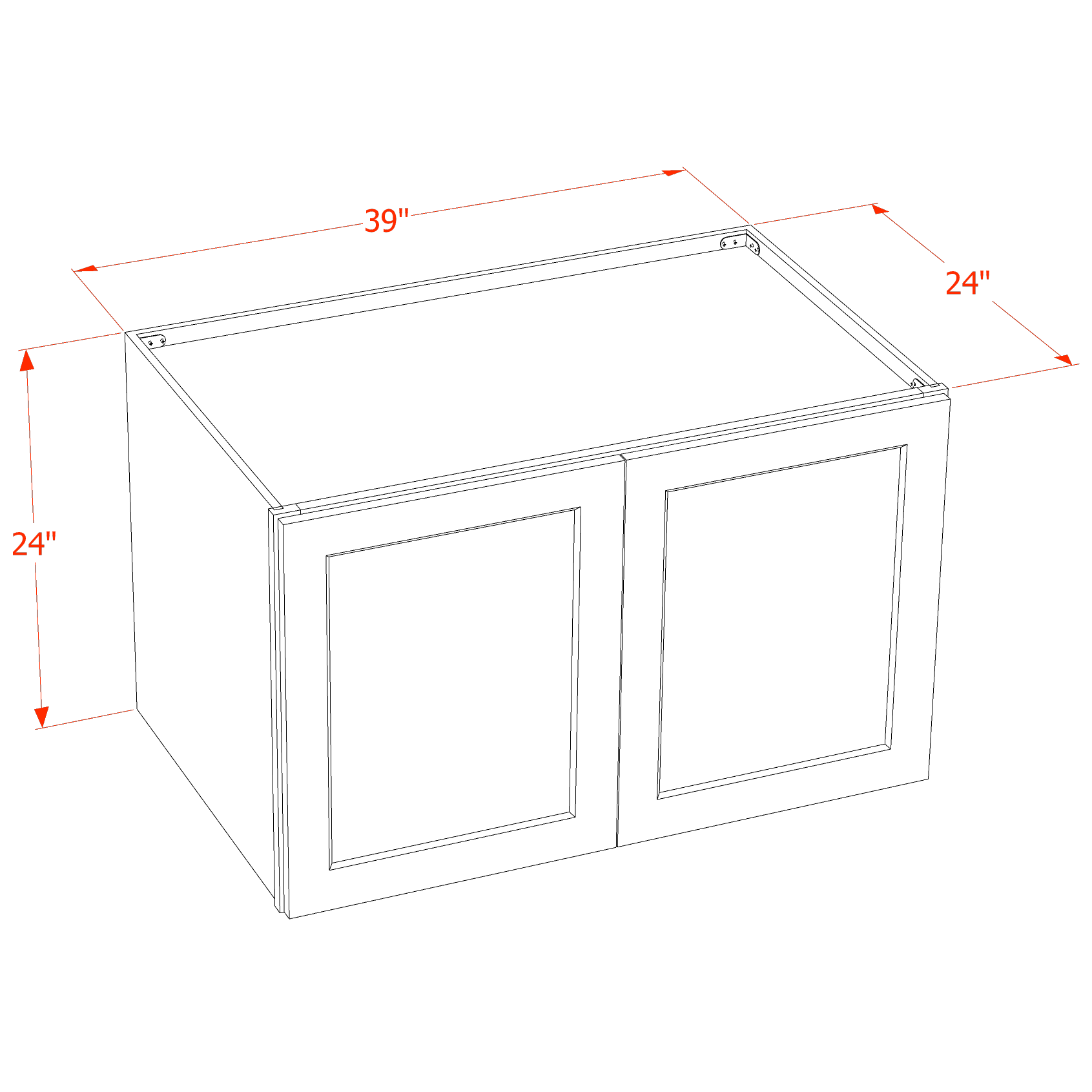 W392424-SDG  Wall Cabinet 2 Doors & 2 Shelves - Shaker Style - Dark Grey   39"W x 24"H x 24"D
