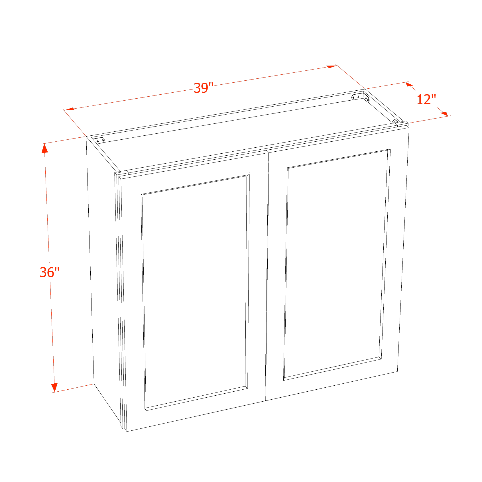 W3936-ST: Shaker Timber 39"W x 36"H 2 Doors & 2 Shelves Standard Wall Cabinet