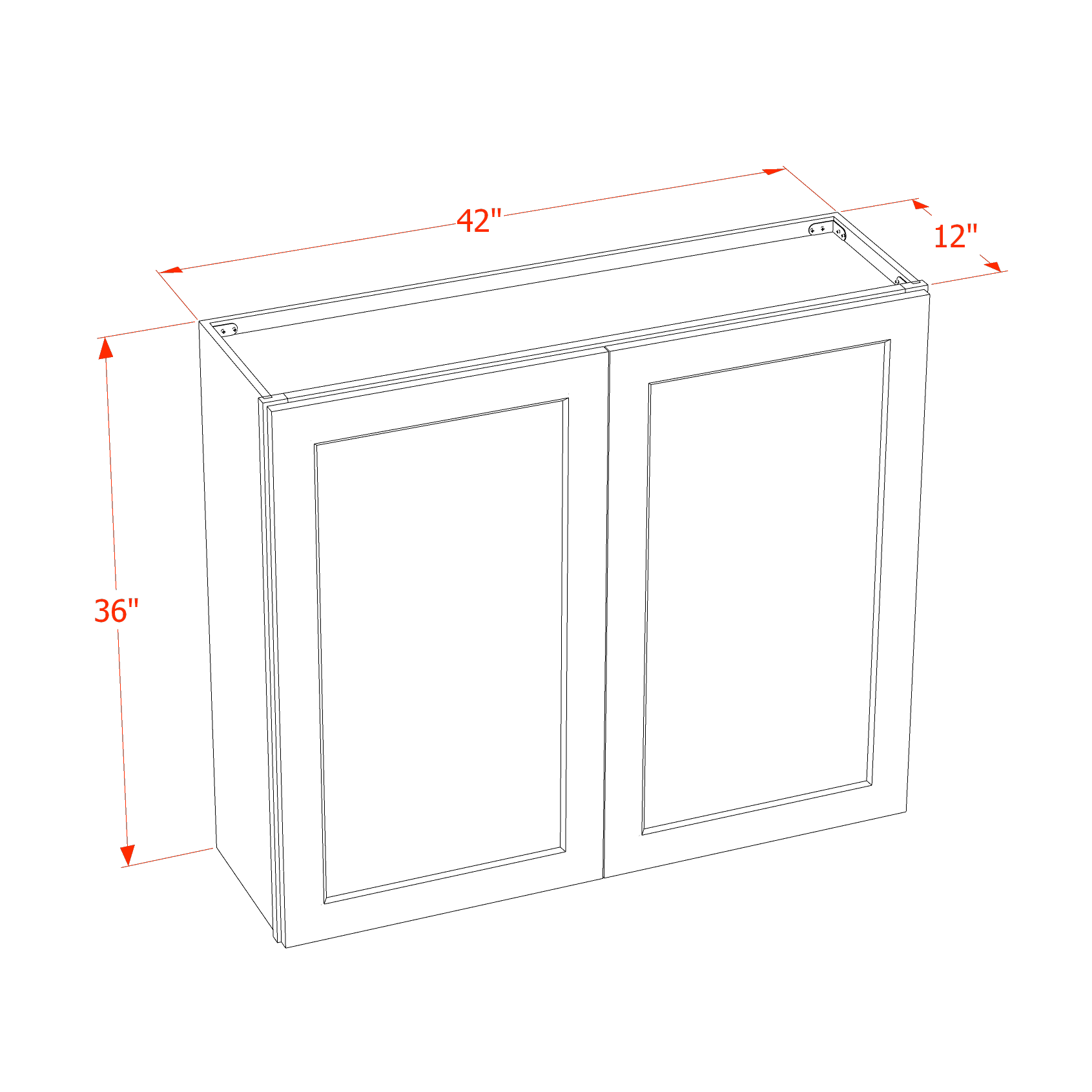 W4236-SSAW  Wall Cabinet 2 Doors & 2 Shelves - Shaker Style - Swan White   42"W x 30"H x 12"D