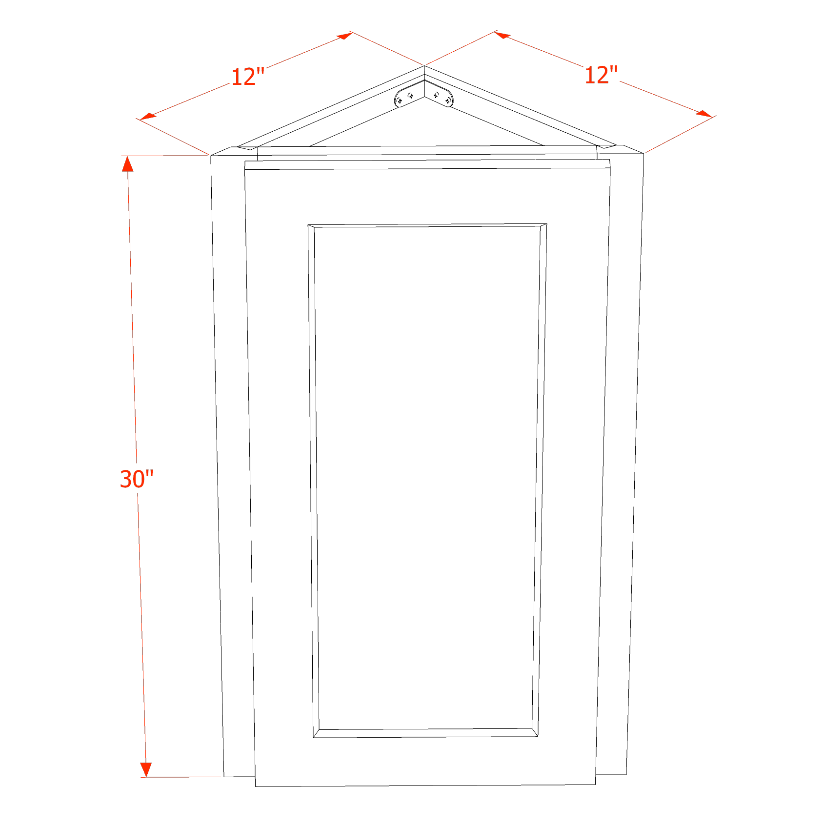 WAE1230-SSE  Wall Angle End Cabinet 1 Door & 2 Shelves - Slim Shaker Style - Espresso   12"W x 30"H x 12"D