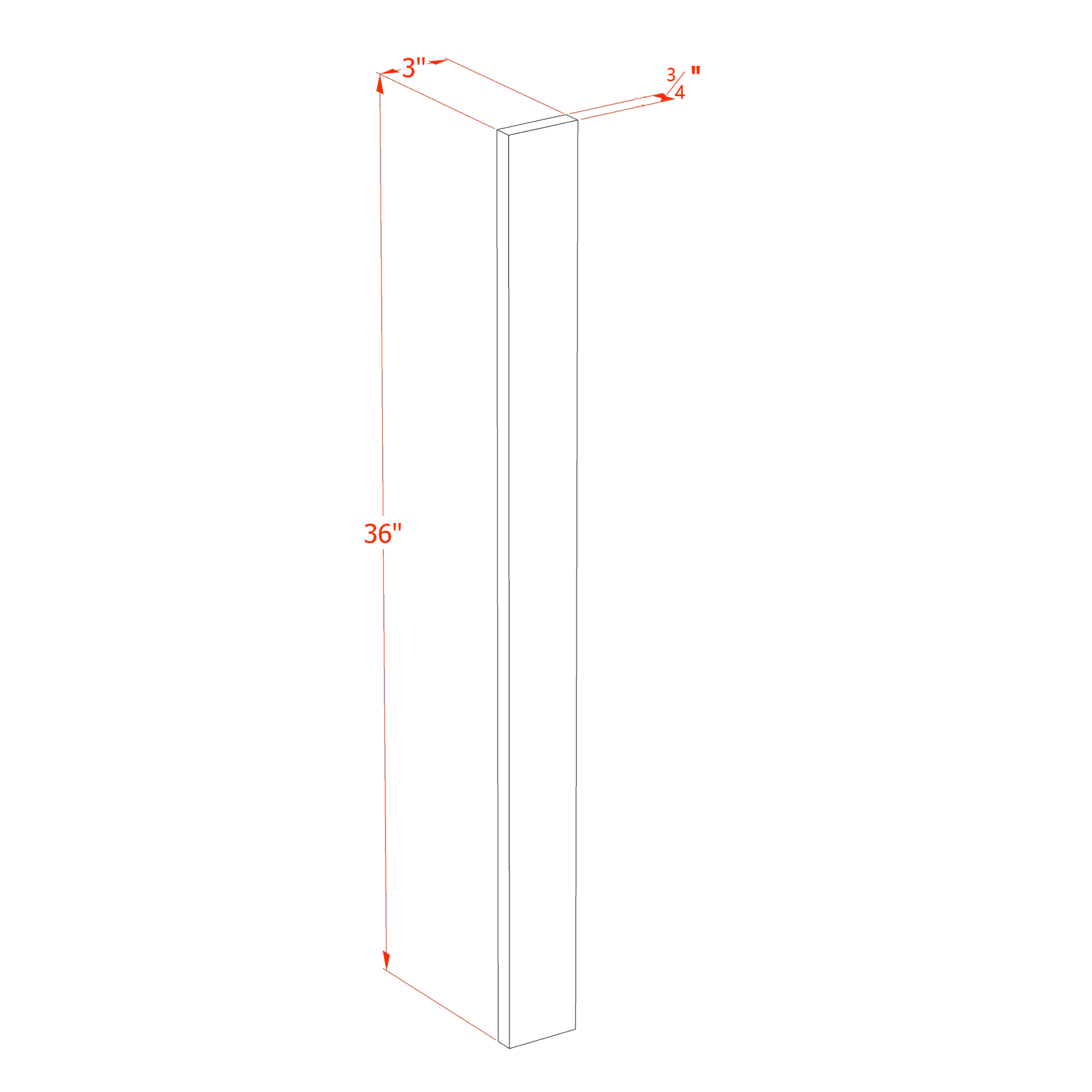 WF336-ST: Shaker Timber 03"W x 36"H Wall Cabinet Filler