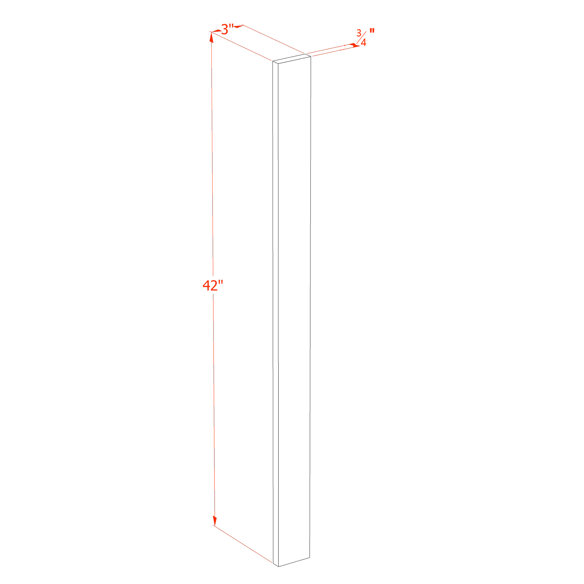 WF342-SSAW: Shaker Swan White 03"W x 42"H Wall Cabinet Filler
