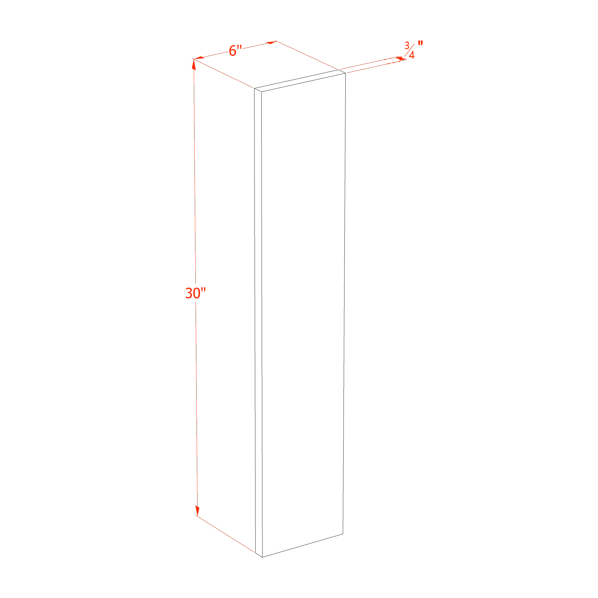 WF630-SSE: Slim Shaker Espresso 06"W x 30"H Wall Cabinet Filler