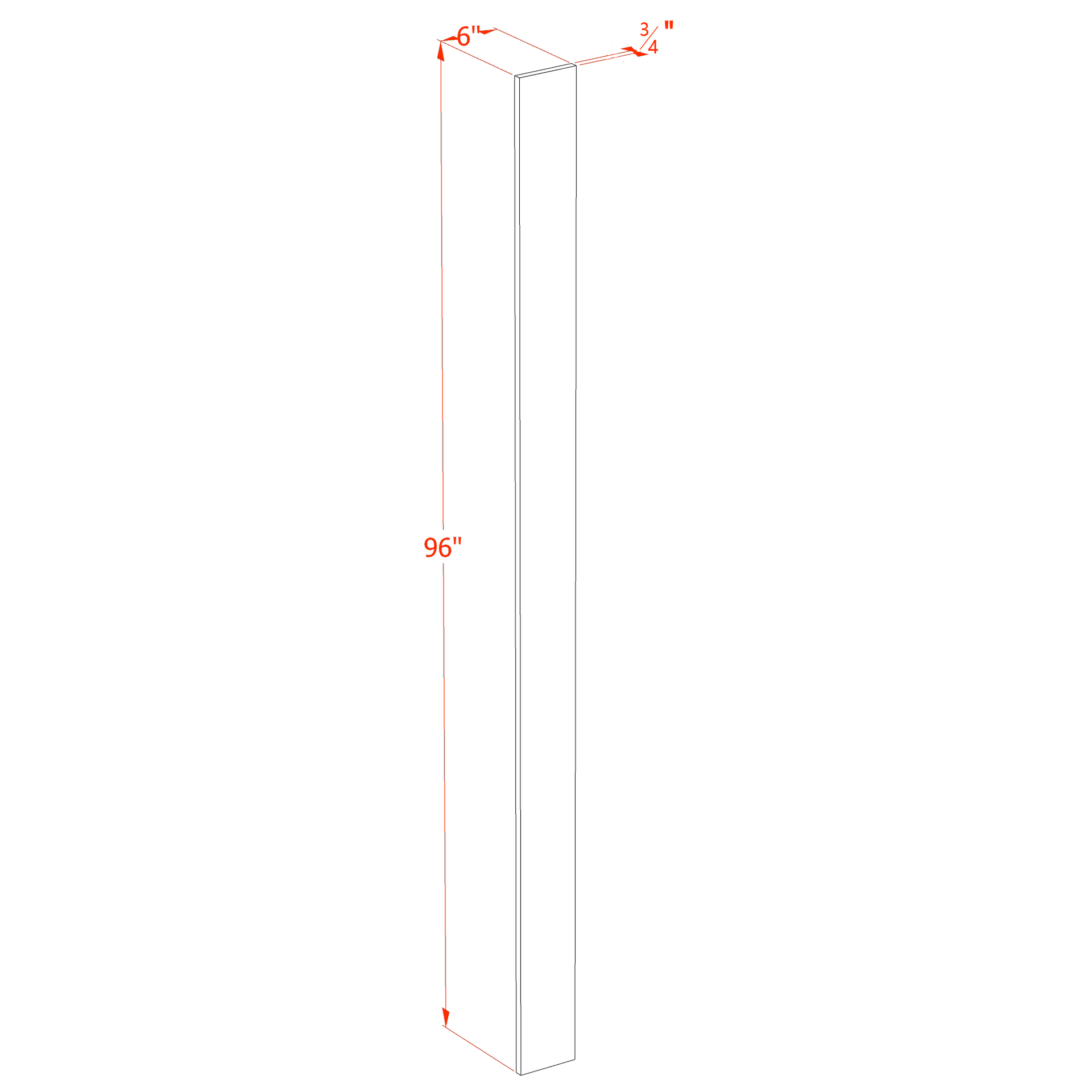 WF696-ST  Wall Cabinet Filler - Shaker Style - Timber   6"W x 96"H x 3/4"D