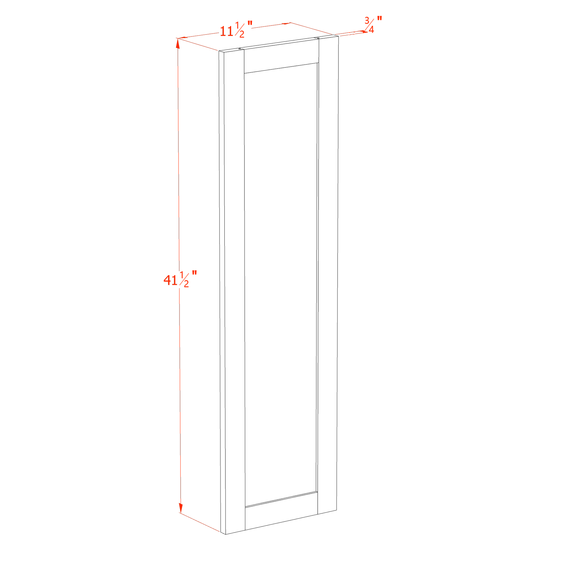 WP-W42-SSW  Base Panel Wainscot  - Slim Shaker Style - White   42"W x 41-1/2"H x 3/4"D