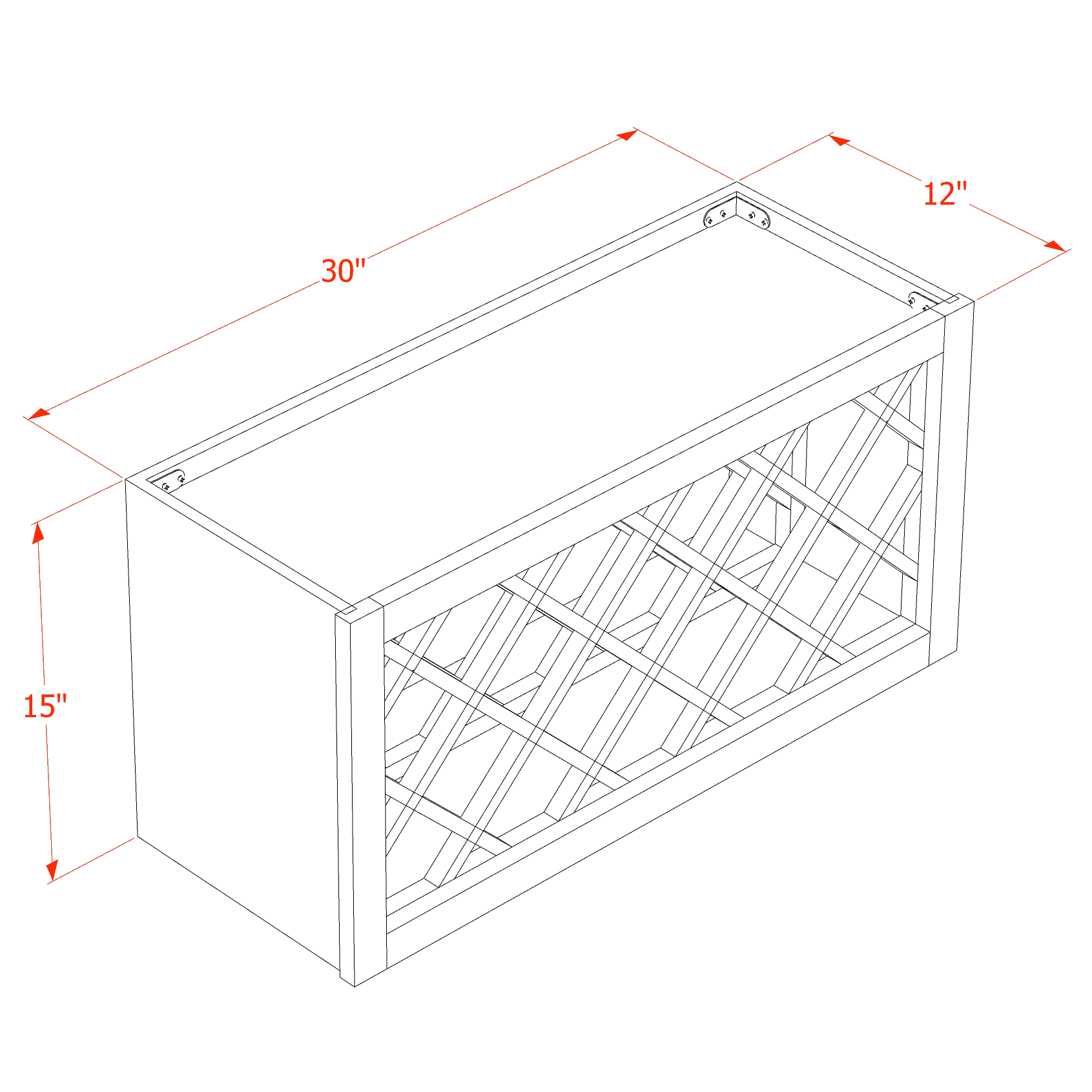 WR3015-SSAW: Shaker Swan White 30"W x 15"H x 12"D Wall Wine Rack Incl. Shelf