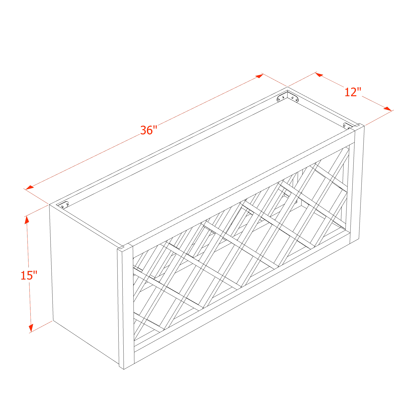 WR3615-SSAW: Shaker Swan White 36"W x 15"H x 12"D Wall Wine Rack Incl. Shelf