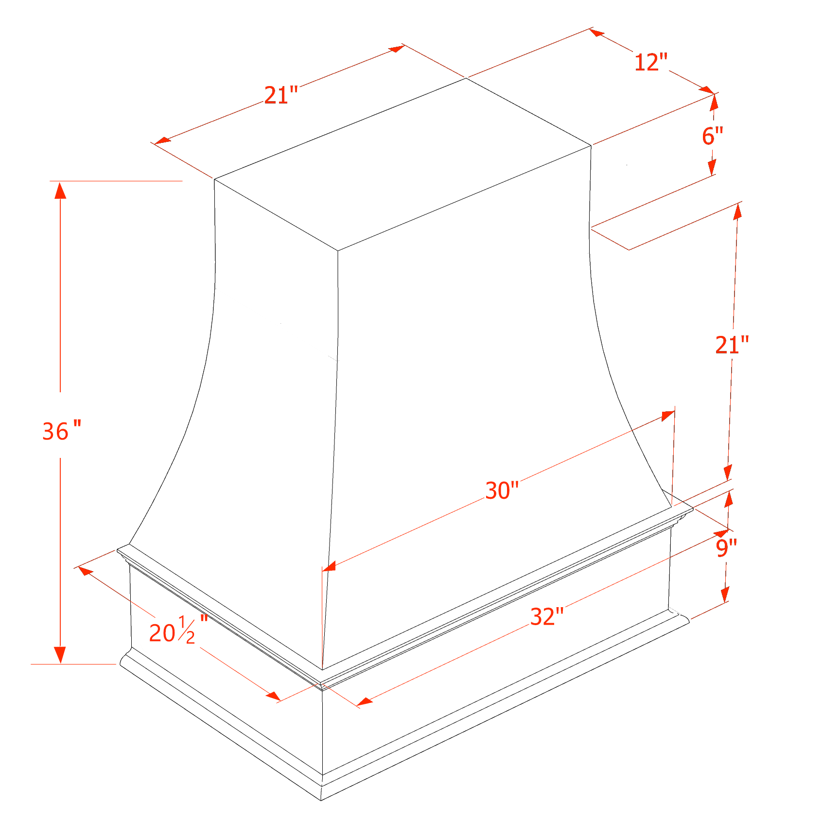 WRH3036-SG: Shaker Green 30"W x 36"H Wood Wall Mounted Range Hoods