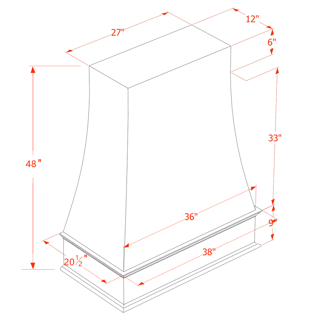 WRH3648-SLG: Shaker Light Grey 36"W x 48"H Wood Wall Mounted Range Hoods