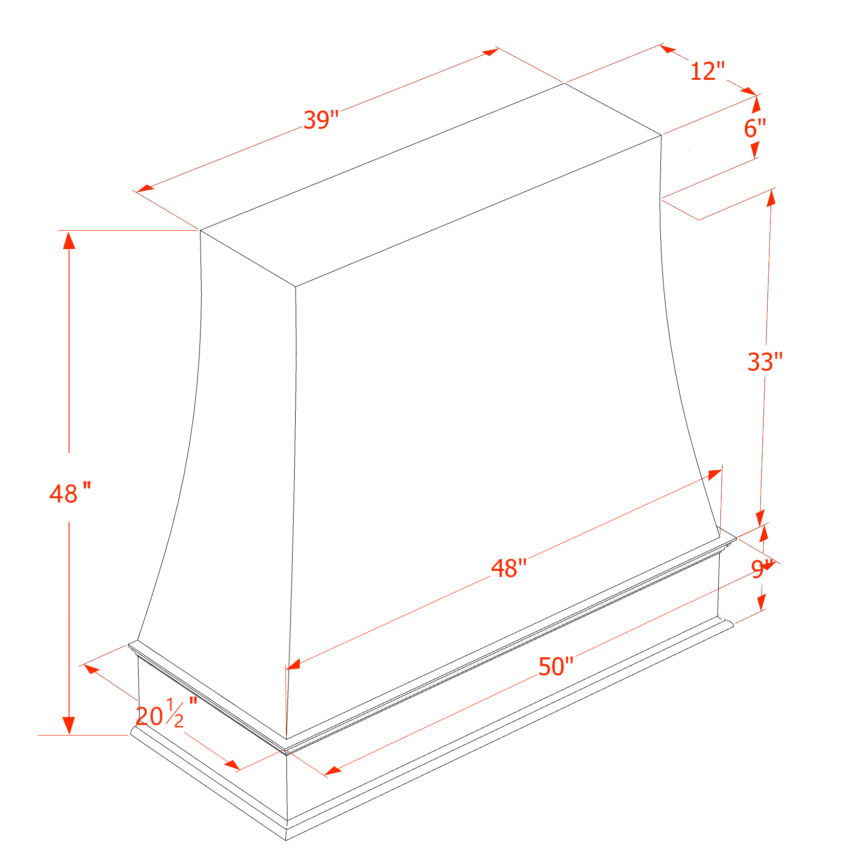 WRH4848-SG: Shaker Green 48"W x 48"H Wood Wall Mounted Range Hoods