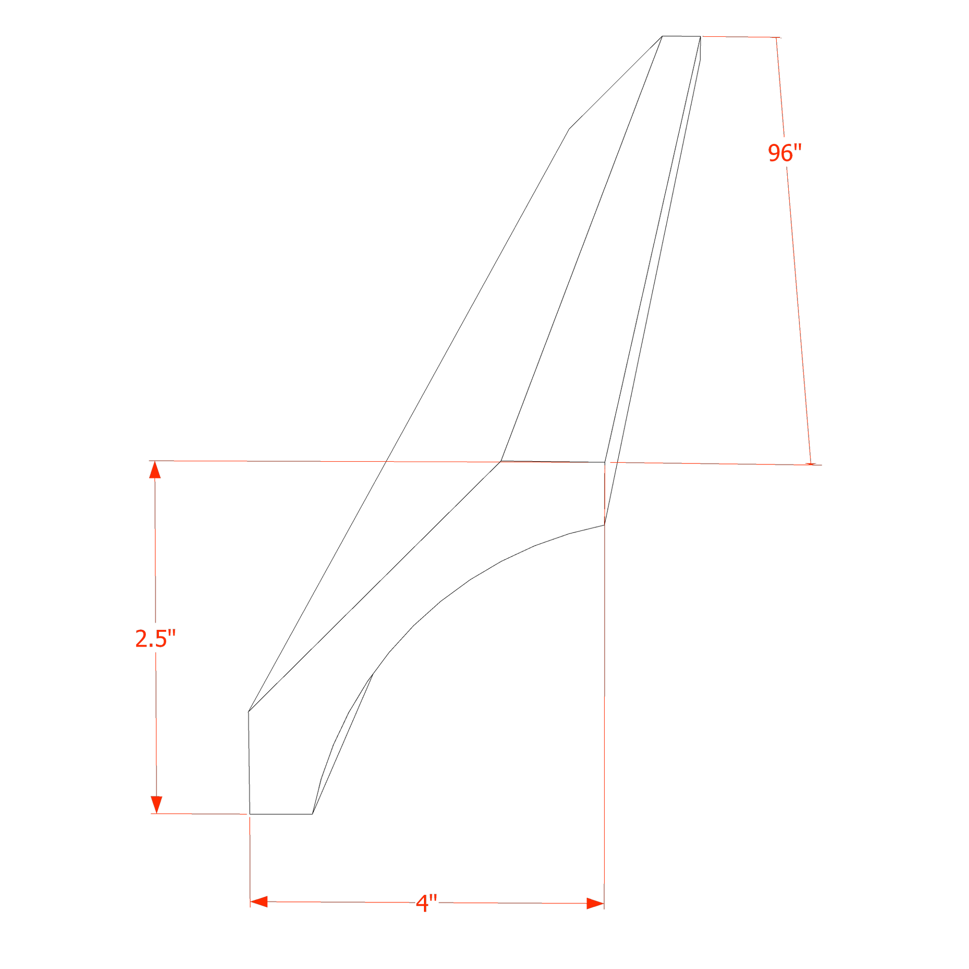 CM4-SSW  Crown Molding - Slim Shaker Style - White   96"W x 4"H x 4"D