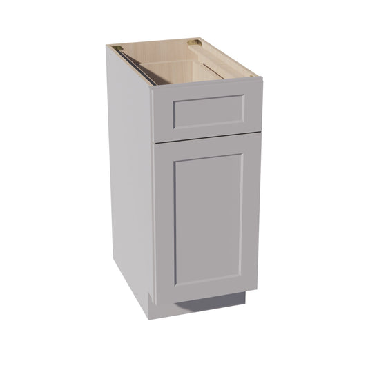 B15-SLG: Shaker Light Grey 15" 1 Drawer 1 Door Standard Base Cabinet