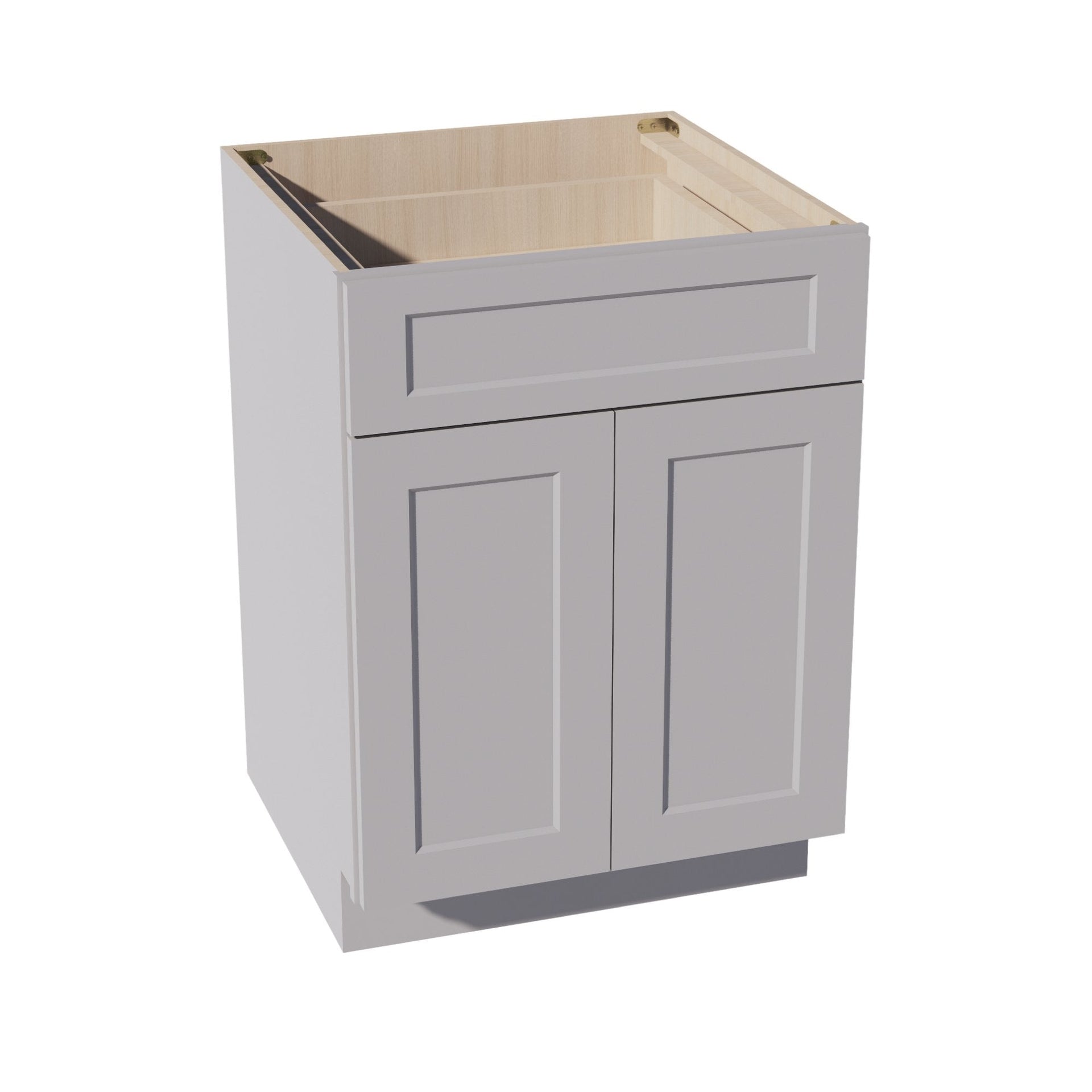 B24-SLG: Shaker Light Grey 24" 1 Drawer 2 Doors Standard Base Cabinet