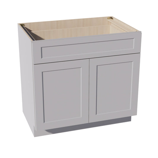B36-SLG: Shaker Light Grey 36" 1 Drawer 2 Doors Standard Base Cabinet