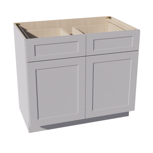 B39-SLG: Shaker Light Grey 39" 2 Drawers 2 Doors Standard Base Cabinet