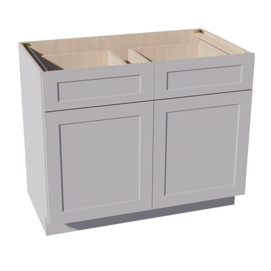 B42-SLG: Shaker Light Grey 42" 2 Drawers 2 Doors Standard Base Cabinet
