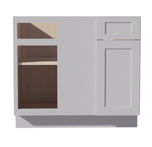 BBC39/42-SLG: Shaker Light Grey 39" 1 Door & 1 Drawer Blind Corner Base Cabinets