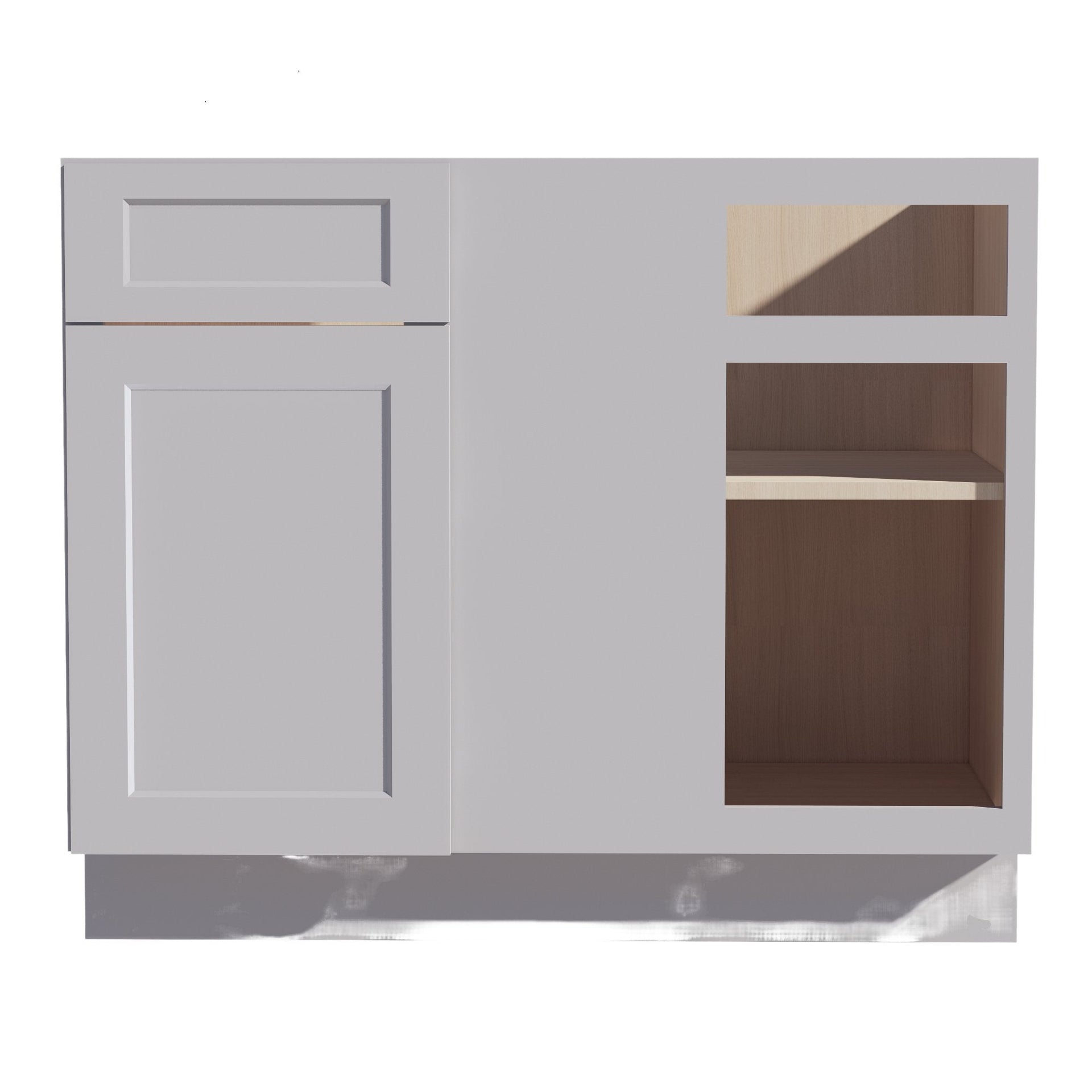 BBC42/45-SLG: Shaker Light Grey 42" 1 Door & 1 Drawer Blind Corner Base Cabinets
