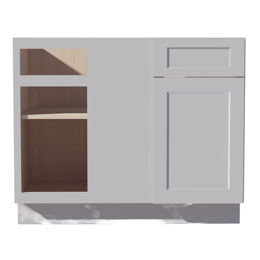BBC42/45-SLG: Shaker Light Grey 42" 1 Door & 1 Drawer Blind Corner Base Cabinets