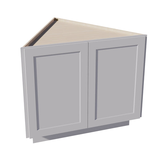 BEC24-SLG: Shaker Light Grey 24" 2 Full Height Door Angled End Base Cabinets