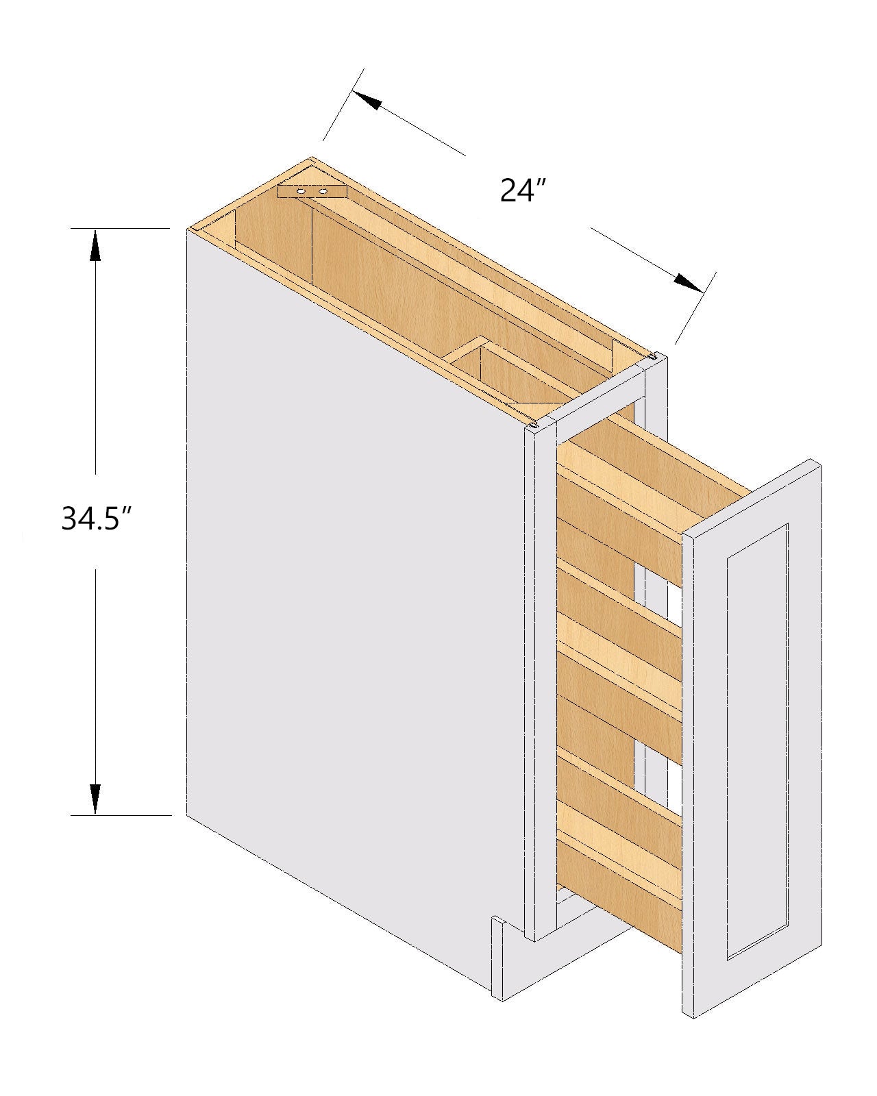 BF09-PO-SLG: Shaker Light Grey 09" Full Door Pull Out Spice Rack Base Cabinets