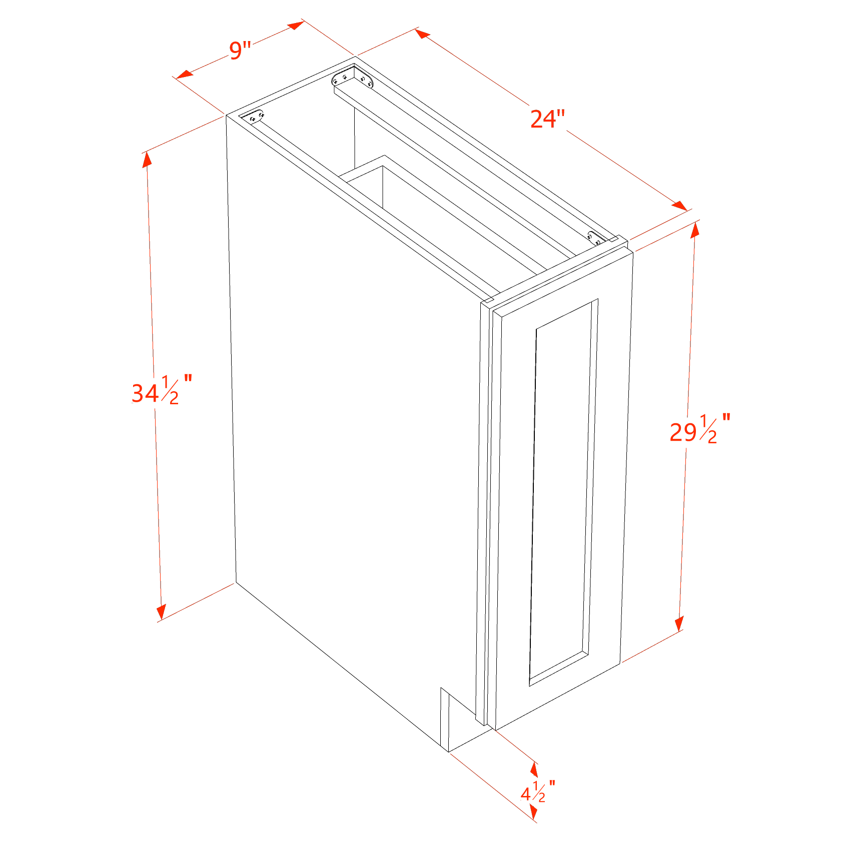 BF09-PO-SLG: Shaker Light Grey 09" Full Door Pull Out Spice Rack Base Cabinets