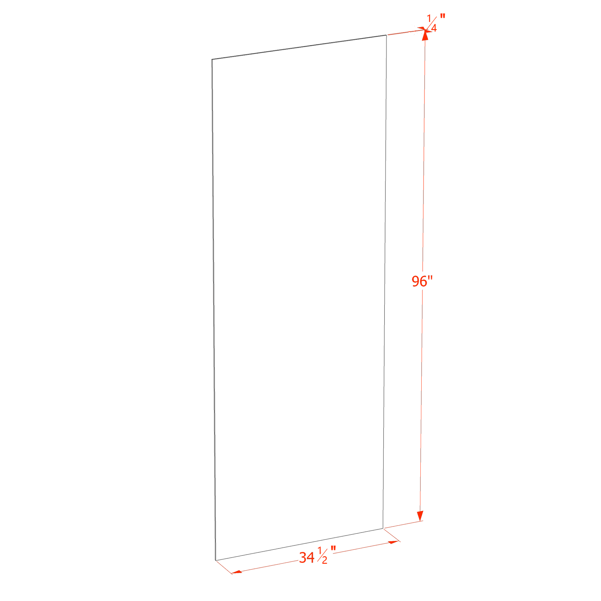 BP3496-1/4-SLG  Base End Skin Panel - Shaker Style - Light Grey   34"W x 96"H x 1/4"D