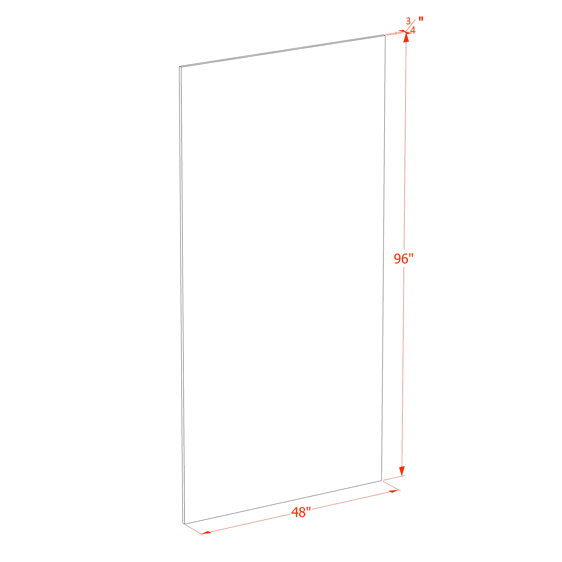 BP4896-3/4-SLG  Base End Skin Panel - Shaker Style - Light Grey   48"W x 96"H x 3/4"D