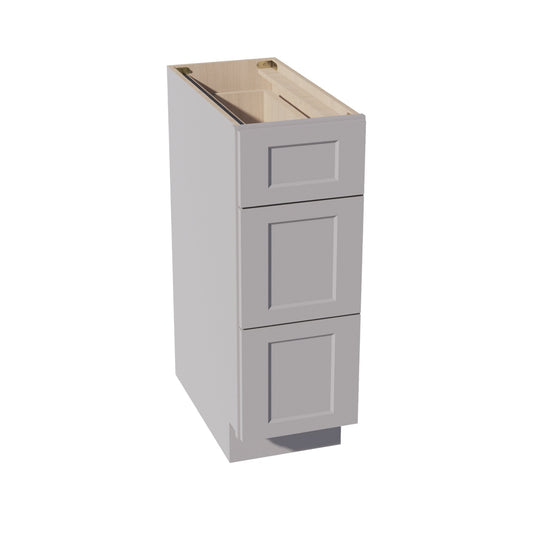 DB12-SLG: Shaker Light Grey 12" 3 Drawers Base Cabinet