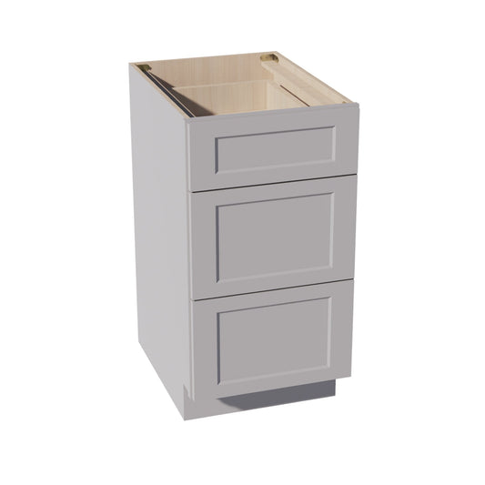 DB18-SLG: Shaker Light Grey 18" 3 Drawers Base Cabinet