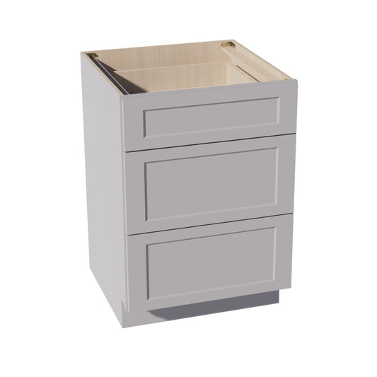 DB24-SLG: Shaker Light Grey 24" 3 Drawers Base Cabinet