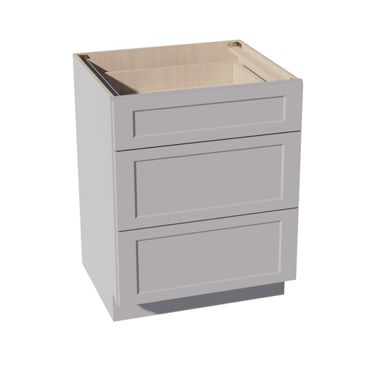 DB27-SLG: Shaker Light Grey 27" 3 Drawers Base Cabinet