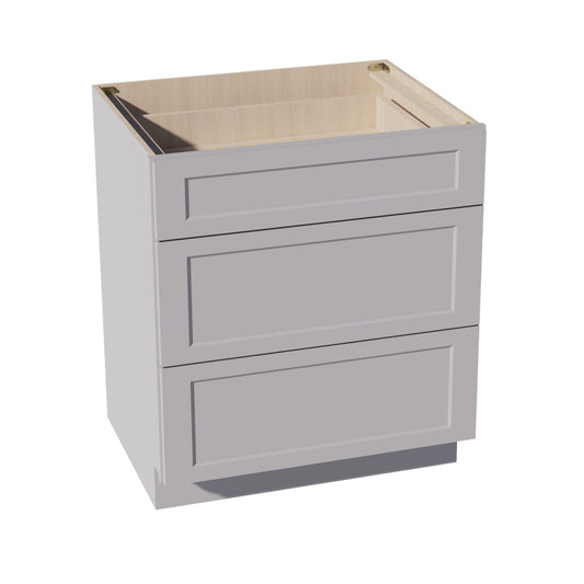DB30-SLG: Shaker Light Grey 30" 3 Drawers Base Cabinet