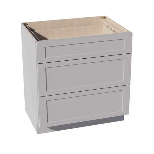 DB33-SLG: Shaker Light Grey 33" 3 Drawers Base Cabinet