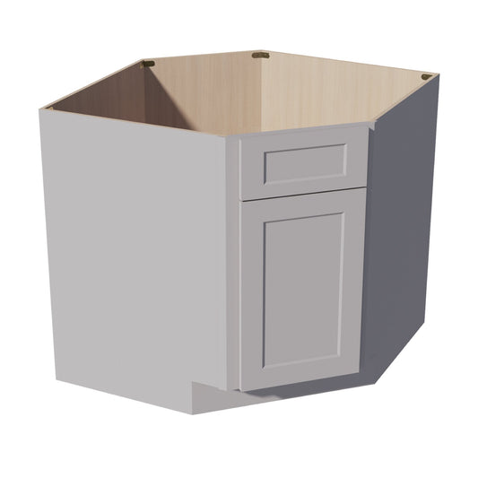 DSB36-SLG: Shaker Light Grey 39" 1 Door 1 False Drawer Corner Sink Base Cabinet