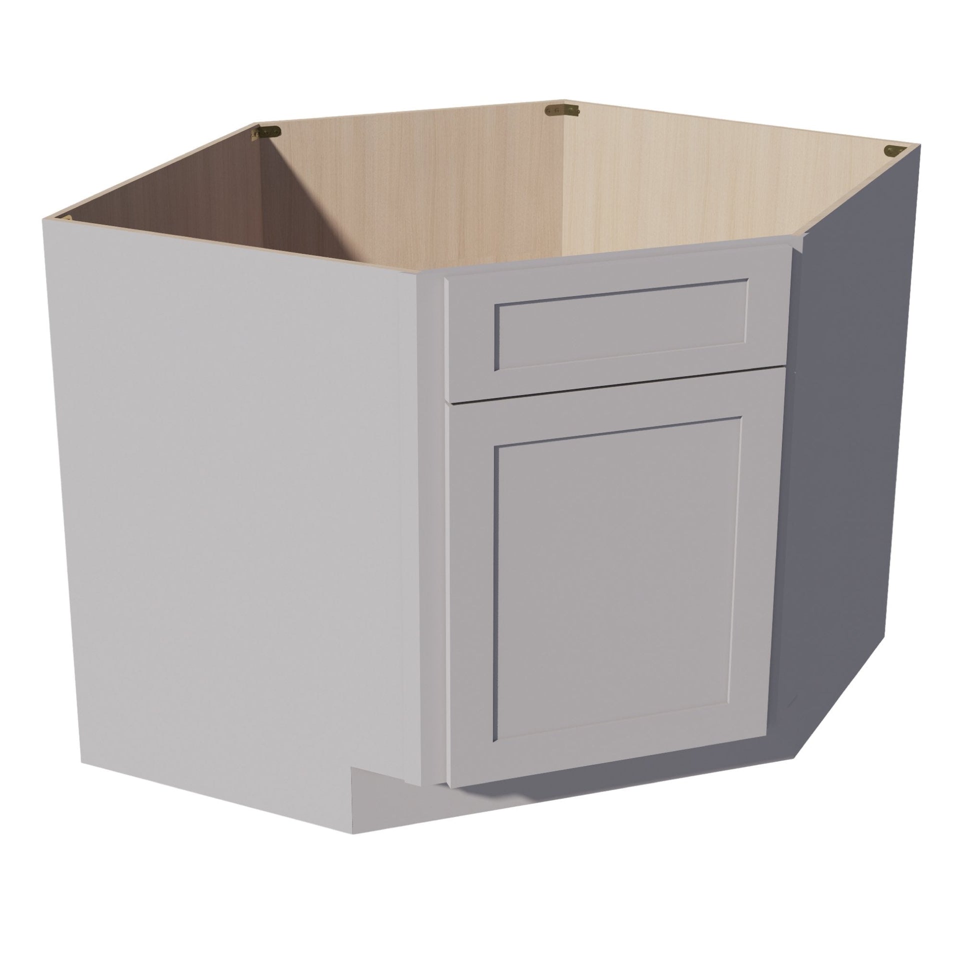 DSB42-SLG  Base Cabinet 1 Door 1 False Drawer Corner Sink - Shaker Style - Light Grey   27"W x 34-1/2"H x 24"D