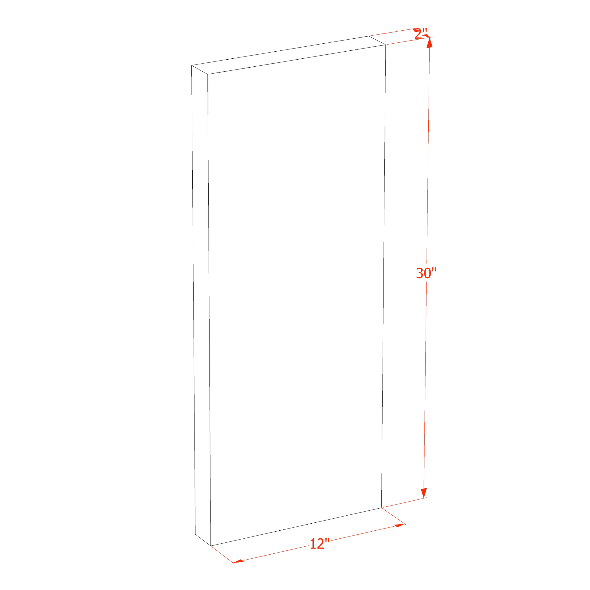 FLS30-SLG  Flat Shelf - Shaker Style - Light Grey   30"W x 2"H x 12"D