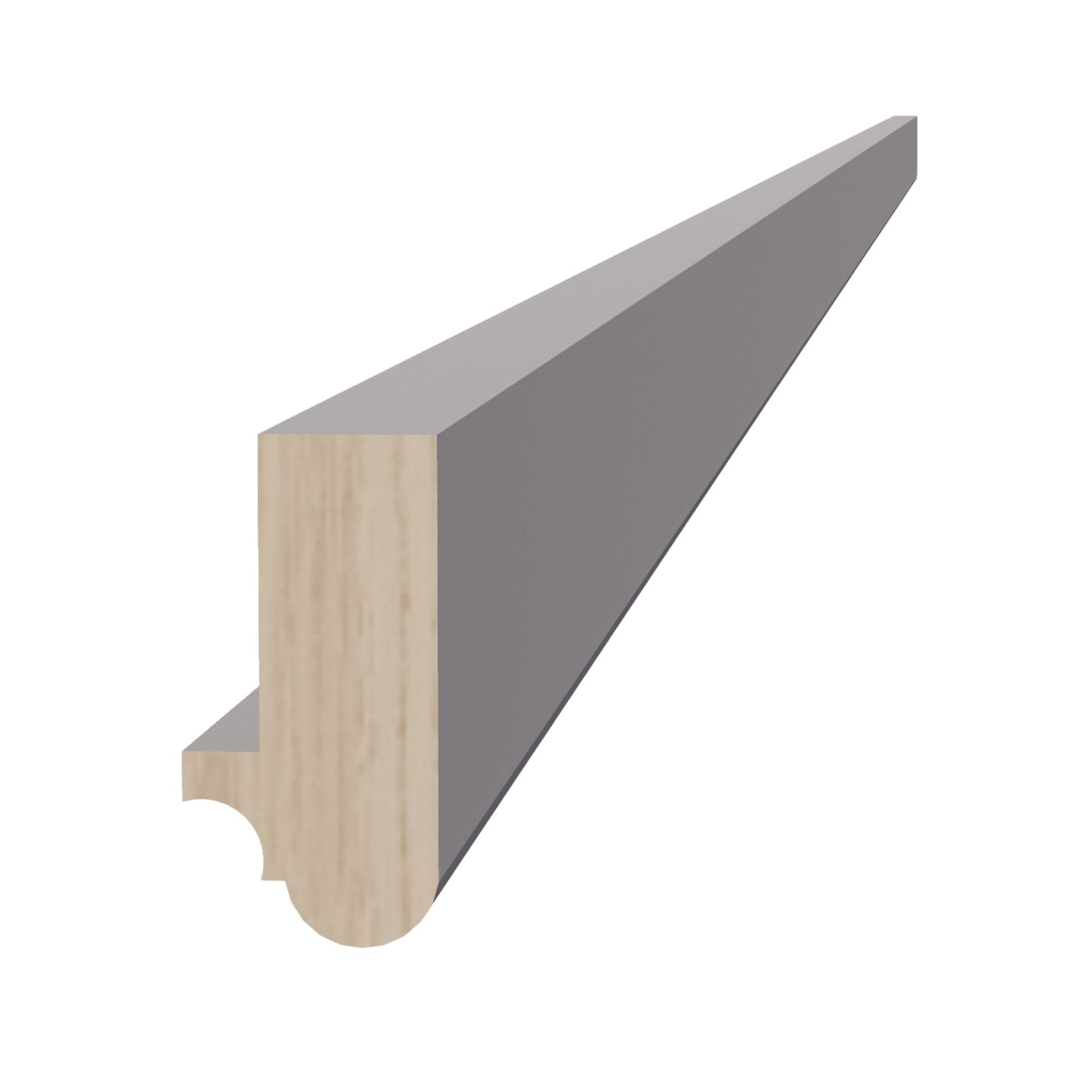 LRM-SLG  Light Rail Molding - Shaker Style - Light Grey   96"W x 1-1/2" x 3/4"