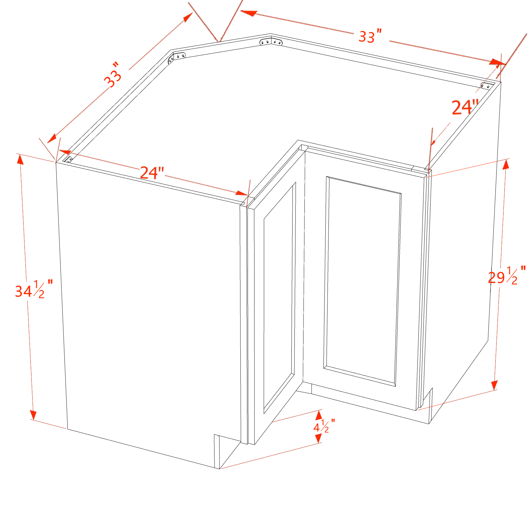 LSB33-SLG: Shaker Light Grey 33" 2 Doors Lazy Susan Corner Base Cabinets