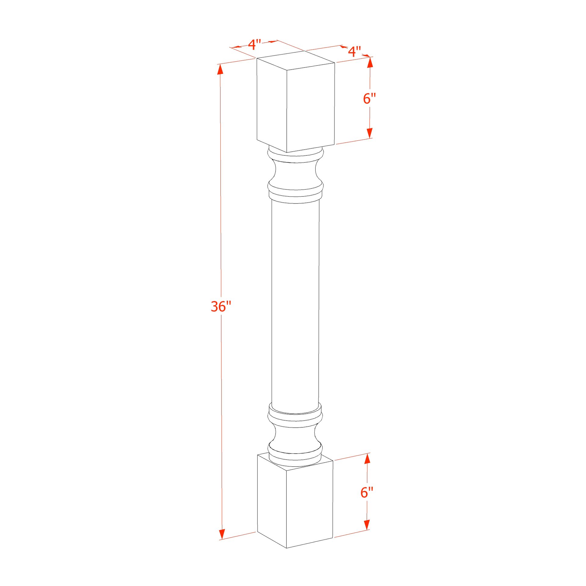 RP436-SLG  Round Roman Pillar - Shaker Style - Light Grey   04"W x 36H x 4"W