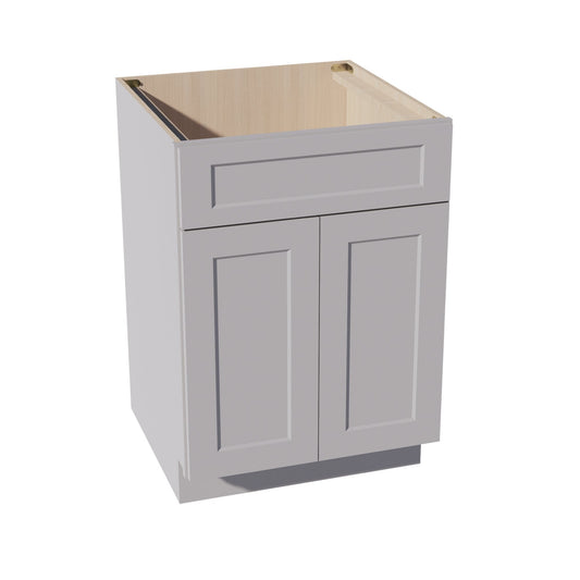 SB24-SLG: Shaker Light Grey 24" 2 Doors 1 False Drawer Sink Base Cabinet