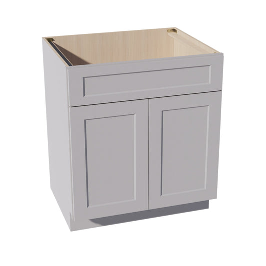 SB30-SLG: Shaker Light Grey 30" 2 Doors 1 False Drawer Sink Base Cabinet