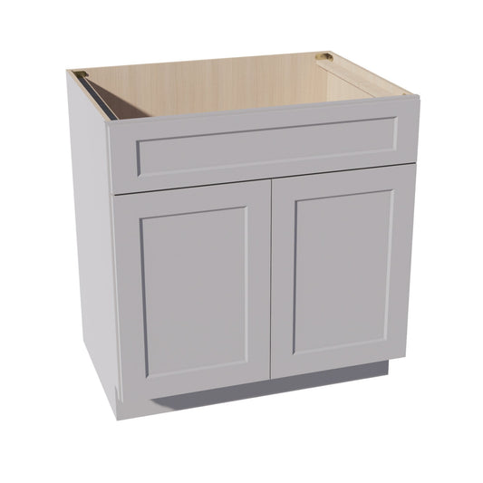 SB33-SLG: Shaker Light Grey 33" 2 Doors 1 False Drawer Sink Base Cabinet