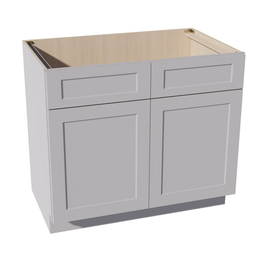 SB39-SLG: Shaker Light Grey 39" 2 Doors 2 False Drawers Sink Base Cabinet