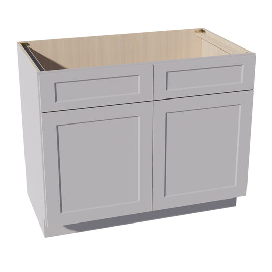 SB42-SLG: Shaker Light Grey 42" 2 Doors 2 False Drawers Sink Base Cabinet