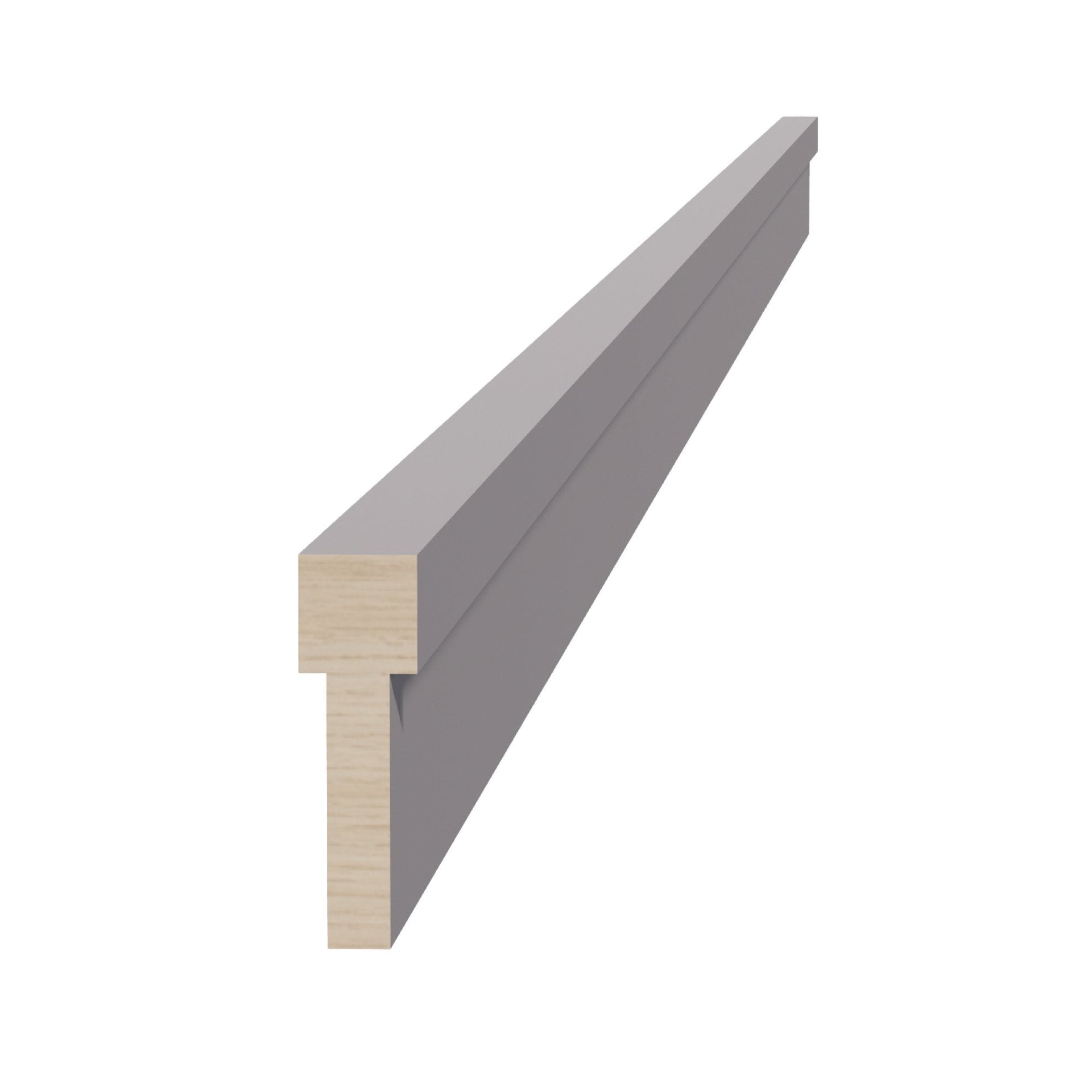 STKM8-SLG: Shaker Light Grey 96"W x 2-1/2"H x 3/4"D Stacking Molding