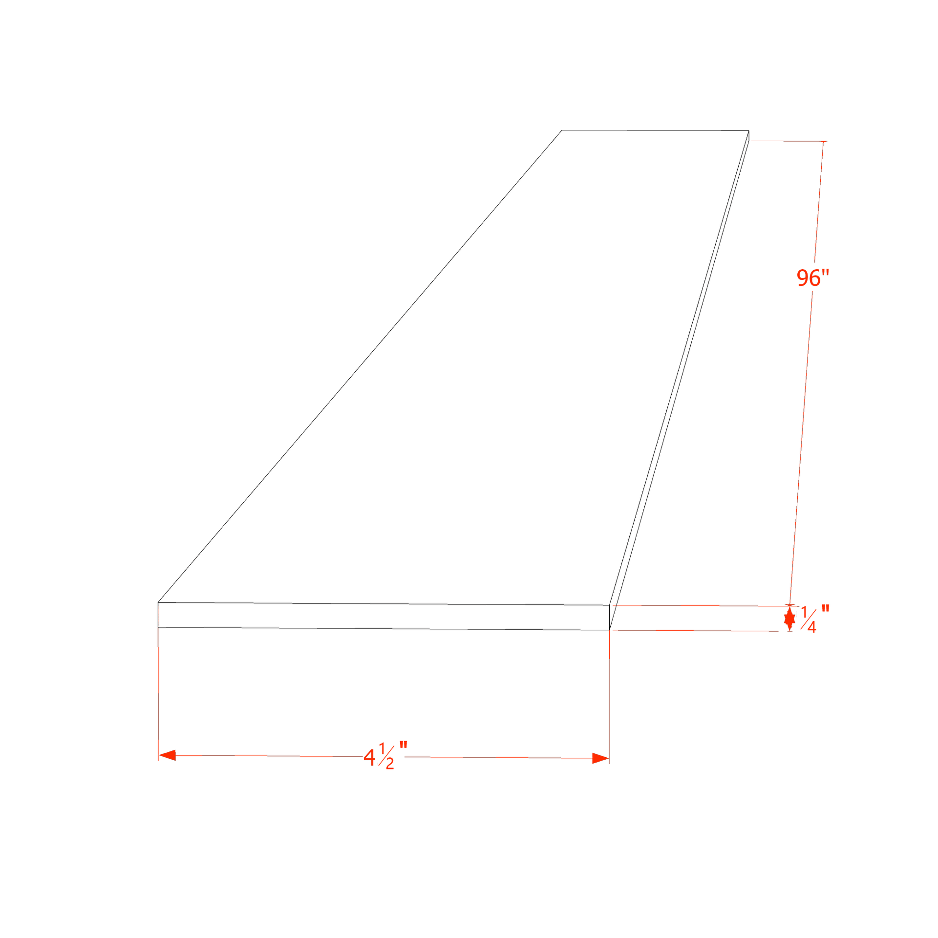 TK8-SLG: Shaker Light Grey 96"W x 4-1/2"H x 1/4"D Toe Kick Plate
