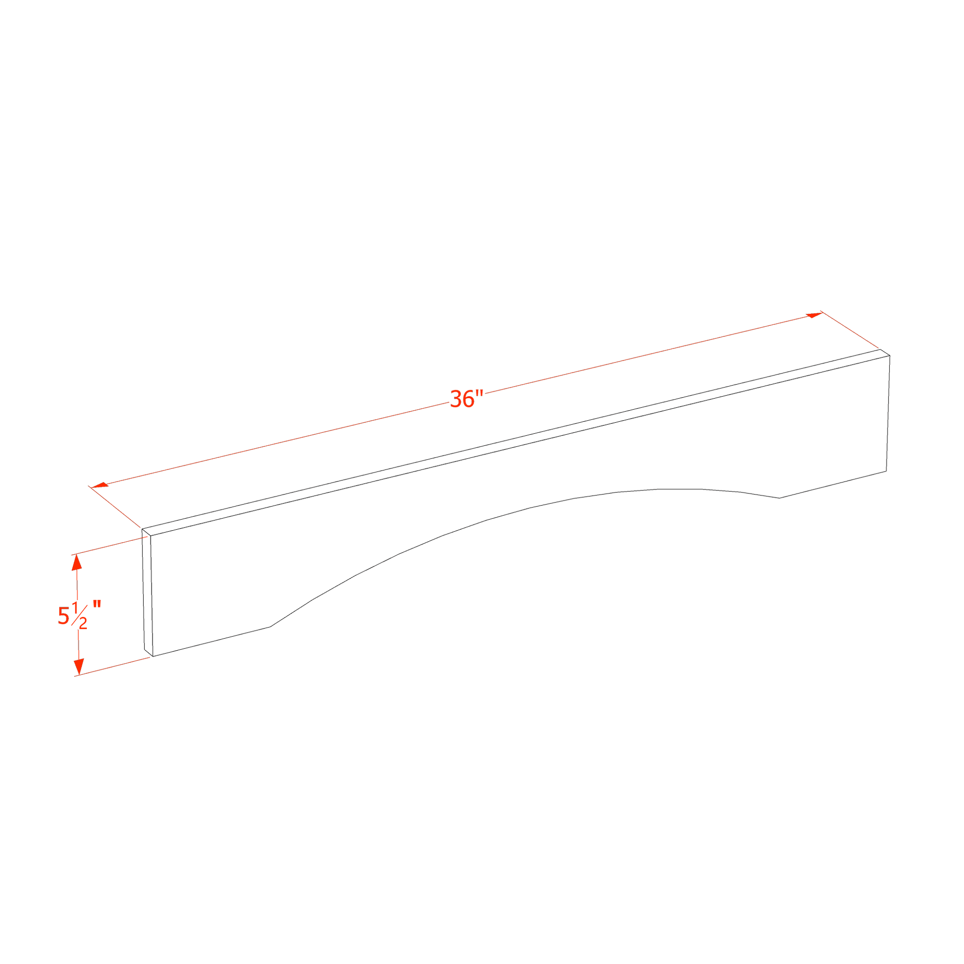 VAR36-SLG: Shaker Light Grey 36"W x 5-1/2"H x 3/4"D Arched Valance