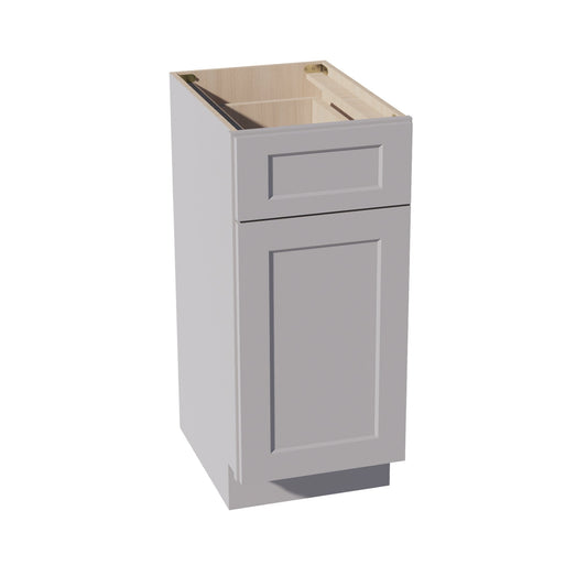 VB1521-SLG: Shaker Light Grey 15"W x 34-1/2"H x 21"D 1 Door & 1 Drawer Single Door Vanity Base Cabinets